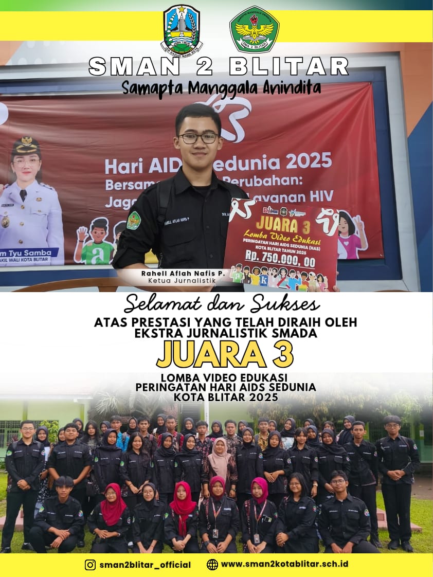Jurnalistik SMAN 2 Blitar Raih Juara 3 Lomba Video Edukasi AIDS Dinkes Kota Blitar